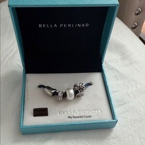 Bella Perlina Navy and Silver Charm Bracelet